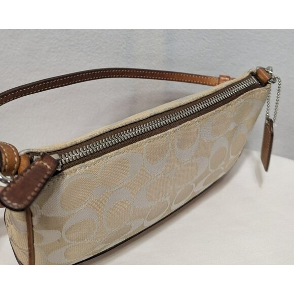 SOLD***Vintage Coach Signature Demi Mini Shoulder Bag Canvas Leather Cream 6094 - Picture 5 of 12